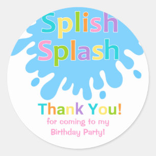 Splish Splash Pool Party Girl Birthday Sticker