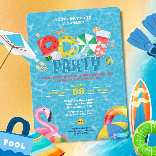 Splish Splash Pool Party Invitation (Pool Party Invitation -  Splish Splash!)