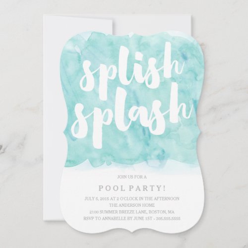 Splish Splash  Pool Party Invitation