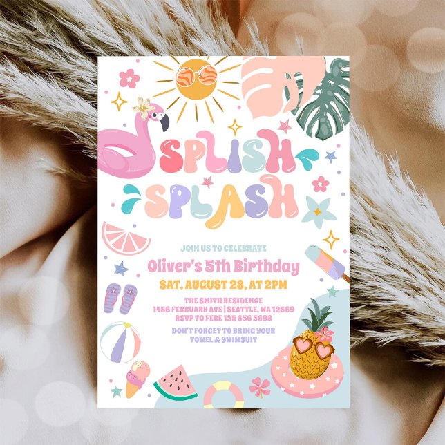 Splish Splash Pool Party Summer Birthday Invitation (Creator Uploaded)
