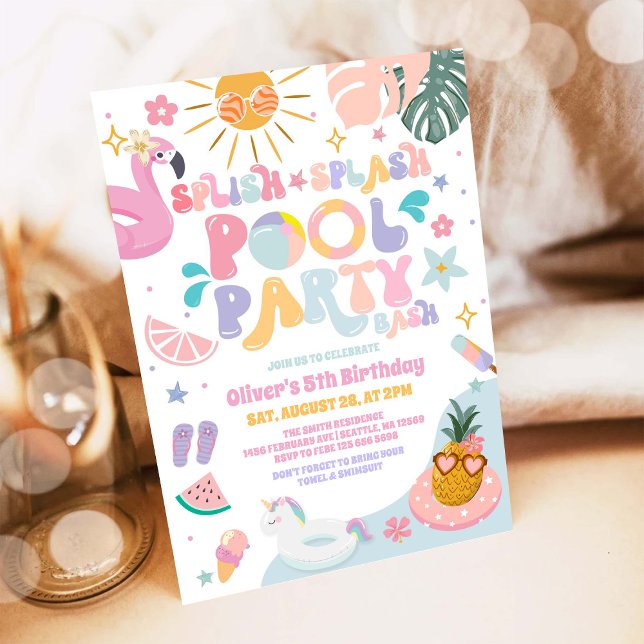 Splish Splash Pool Party Summer Birthday  Invitation (Creator Uploaded)