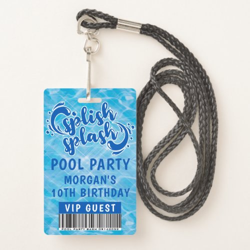 Splish Splash Pool Party VIP Invitation Badge