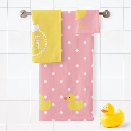 Splish Splash Rubber Ducks Monogram Bath Towel Set