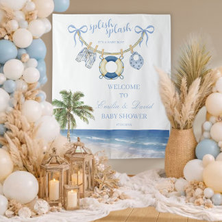 Splish Splash Seaside Baby Shower Wall Tapestry