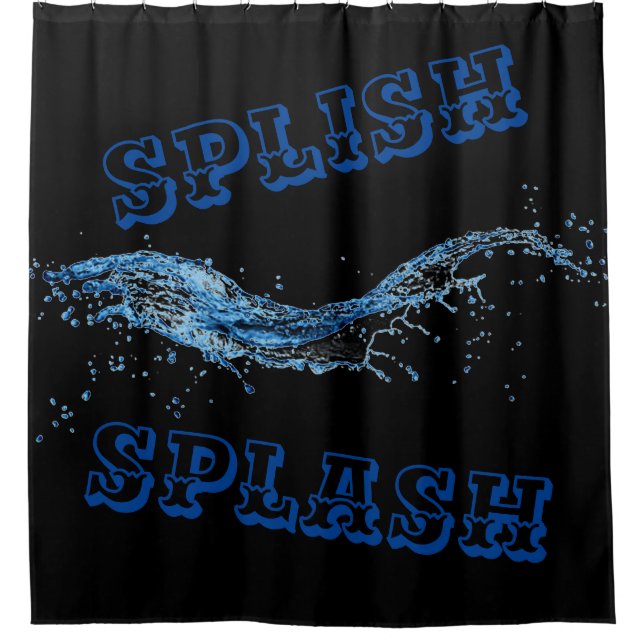 Splish Splash Shower Curtain in Black & Blue (Front)
