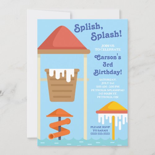 Splish Splash Splash Pad Water Park Birthday Invitation