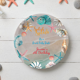 Splish splash summer beach birthday party paper plates