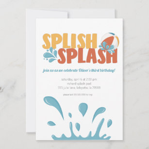 Splash Bash Party Beverage Card Wrap Drink Label Sign Tag Birthday Pool  Beach Swimming Swim Ocean Wave Boogie Bear Invitations Douglas Theme