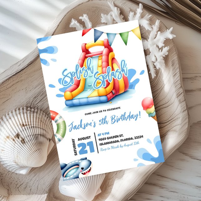 Splish Splash Summer Pool Party Birthday Invitation (Creator Uploaded)
