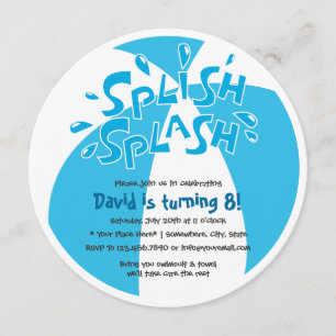 Splish Splash Summer Pool Party Boys Birthday Invitation