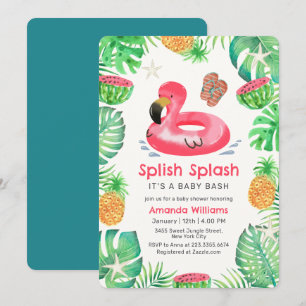 Splish Splash Tropical Beach Pool Baby Shower Invitation