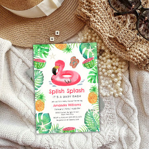 Splish Splash Tropical Beach Pool Baby Shower  Invitation