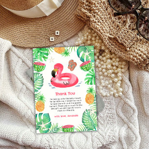 Splish Splash Tropical Beach Pool Baby Shower Thank You Card