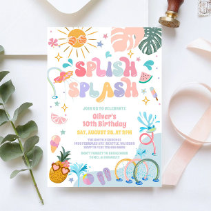 Splish Splash Tropical Summer Birthday Invitation