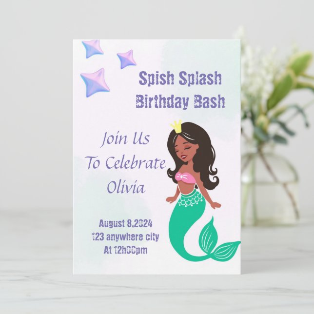 SPLISH SPLASH UNDER THE SEA BIRTHDAY INVITATION (Standing Front)