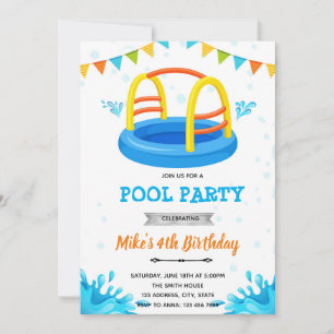 Splish splash waterpark pool party invitation