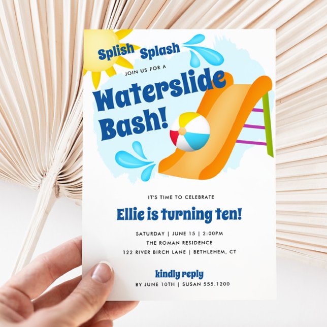 Splish Splash Waterslide Bash, Summer Fun Birthday Invitation (Creator Uploaded)