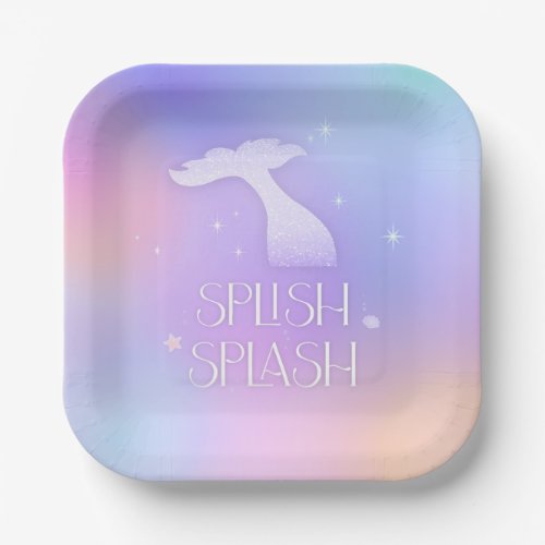 Splish Splash Whimsical Sparkly Mermaid Birthday Paper Plates