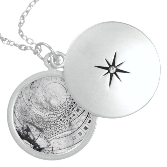 Split, Blasted, and Shattered Glass Film Strips Locket Necklace (Front)