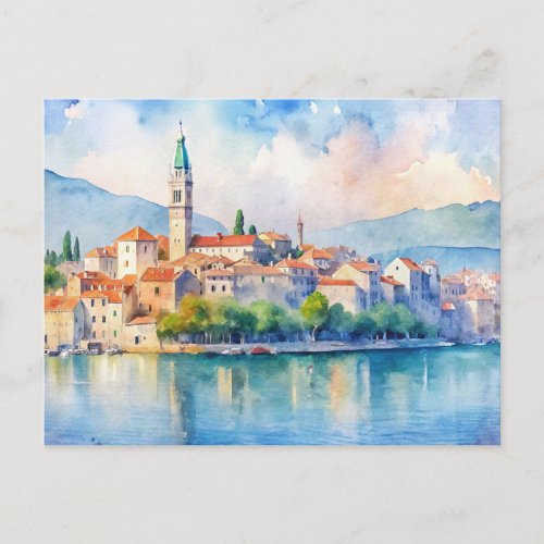 Split city Croatia Watercolor Painting Postcard