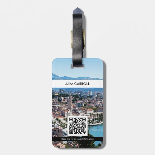 Split city seafront aerial view Croatia _ QR Code Luggage Tag