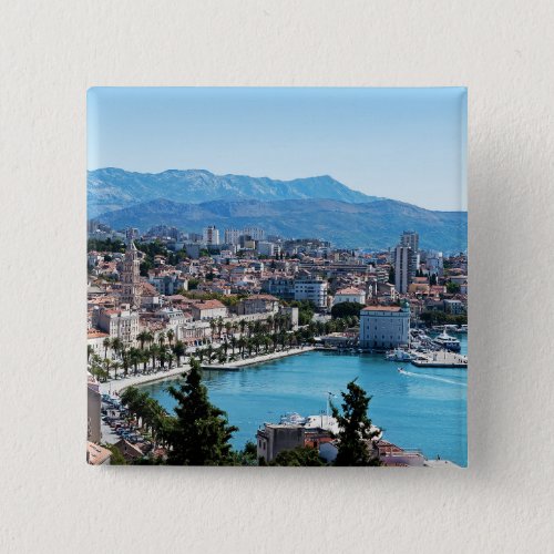 Split city seafront aerial view Dalmatia Croatia Button