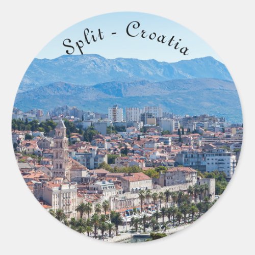 Split city seafront aerial view Dalmatia Croatia Classic Round Sticker