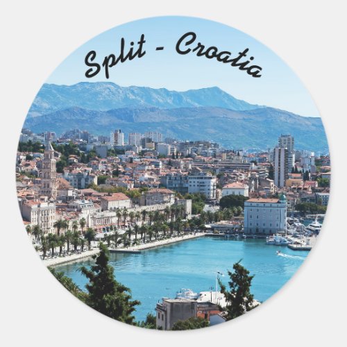 Split city seafront aerial view Dalmatia Croatia Classic Round Sticker