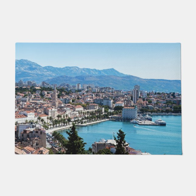 Split city seafront aerial view, Dalmatia, Croatia Doormat (Front)