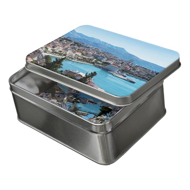 Split city seafront aerial view, Dalmatia, Croatia Jigsaw Puzzle (Lid Open)