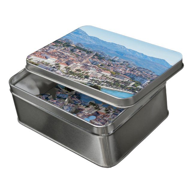 Split city seafront aerial view, Dalmatia, Croatia Jigsaw Puzzle (Lid Open)