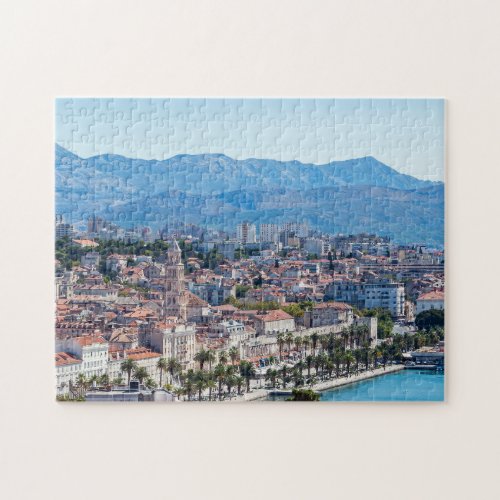 Split city seafront aerial view Dalmatia Croatia Jigsaw Puzzle