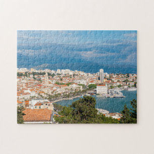 Split city seafront aerial view, Dalmatia, Croatia Jigsaw Puzzle