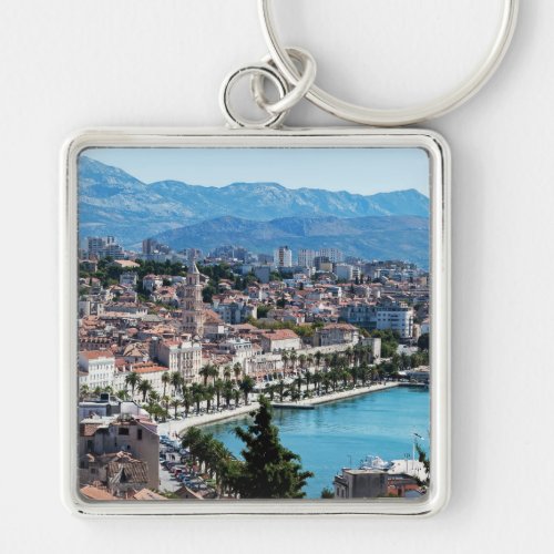 Split city seafront aerial view Dalmatia Croatia Keychain