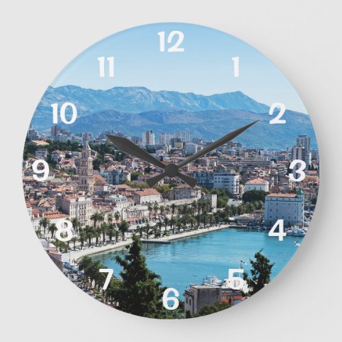 Split city seafront aerial view Dalmatia Croatia Large Clock