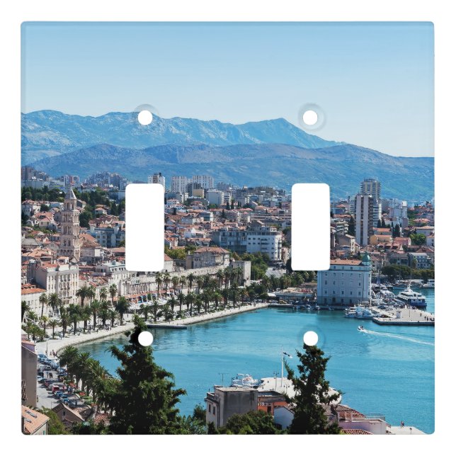 Split city seafront aerial view, Dalmatia, Croatia Light Switch Cover (Front)