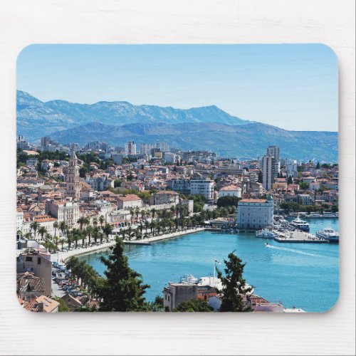 Split city seafront aerial view Dalmatia Croatia Mouse Pad