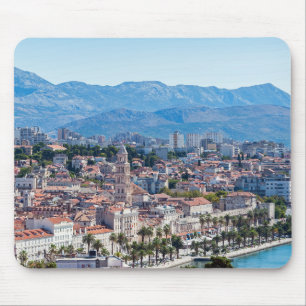 Split city seafront aerial view, Dalmatia, Croatia Mouse Pad