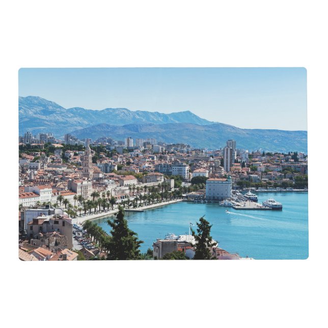 Split city seafront aerial view, Dalmatia, Croatia Placemat (Front)