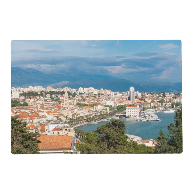 Split city seafront aerial view, Dalmatia, Croatia Placemat (Front)