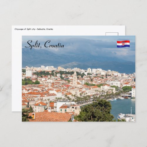 Split city seafront aerial view Dalmatia Croatia Postcard