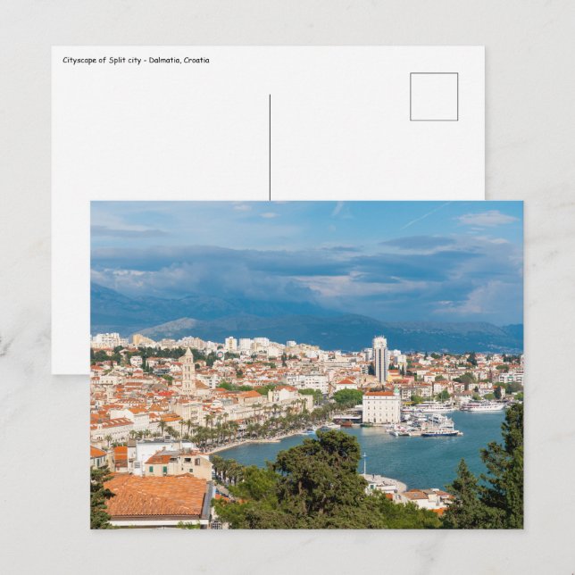 Split city seafront aerial view, Dalmatia, Croatia Postcard (Front/Back)