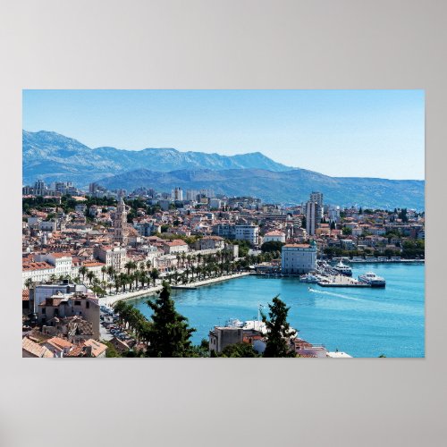 Split city seafront aerial view Dalmatia Croatia Poster