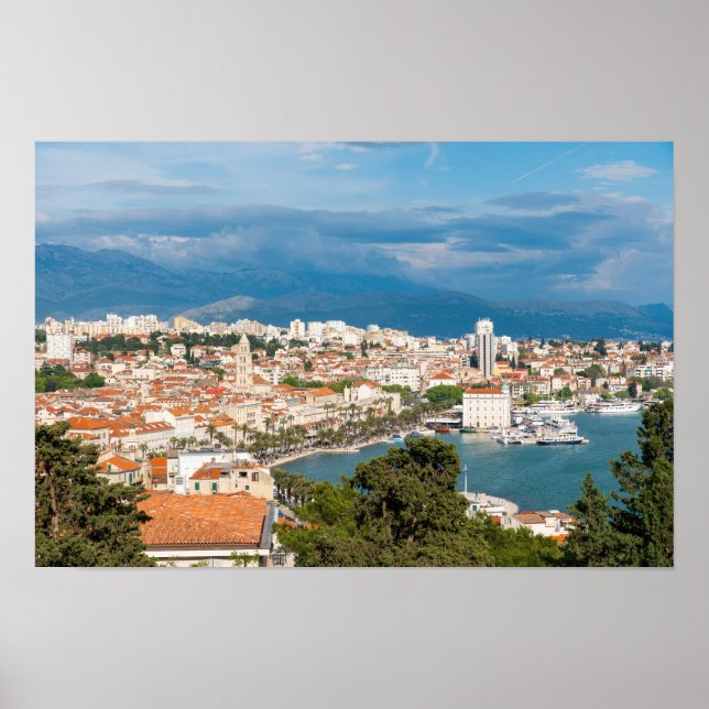 Split city seafront aerial view, Dalmatia, Croatia Poster (Front)