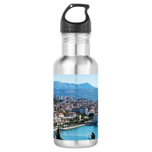 Split city seafront aerial view Dalmatia Croatia Stainless Steel Water Bottle