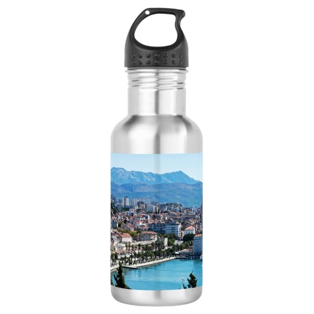 Split city seafront aerial view, Dalmatia, Croatia Stainless Steel Water Bottle (Front)