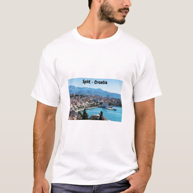 Split city seafront aerial view, Dalmatia, Croatia T-Shirt (Front)