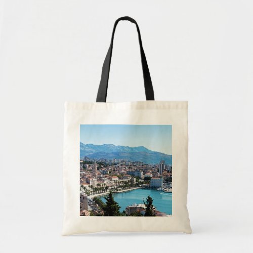 Split city seafront aerial view Dalmatia Croatia Tote Bag