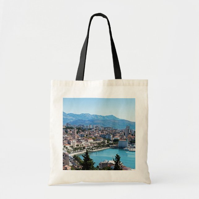 Split city seafront aerial view, Dalmatia, Croatia Tote Bag (Front)