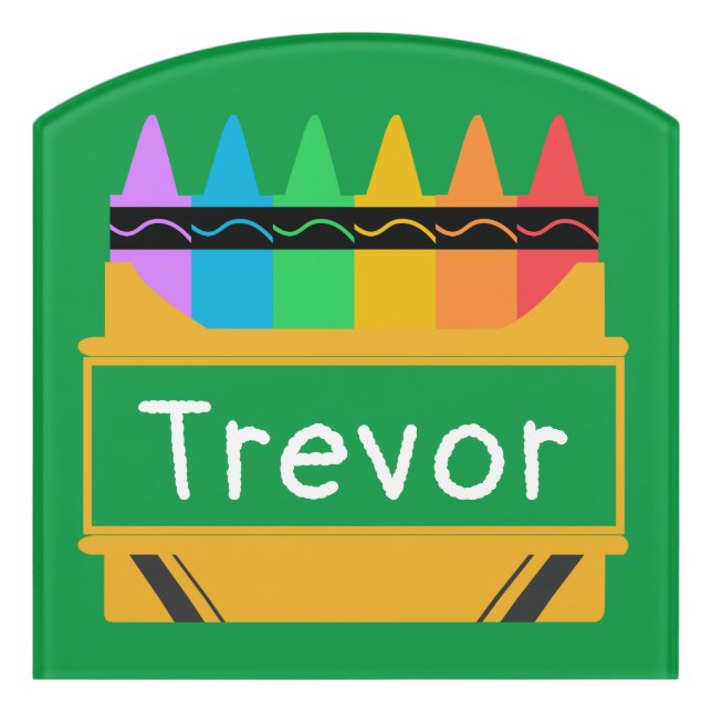 Split Crayon Box Personalized Kids  Door Sign (Contour Front)